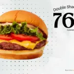 ShackBurger from Shake Shack with text '760 calories'.