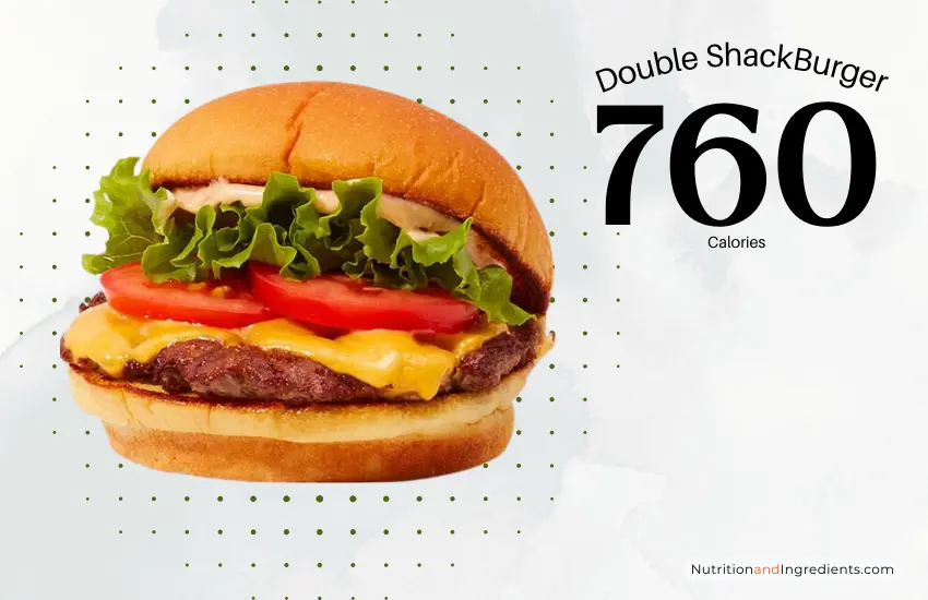 ShackBurger from Shake Shack with text '760 calories'.