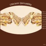 Cut pieces of chicken quesadilla from Taco Bell restaurant with text listing select ingredients.