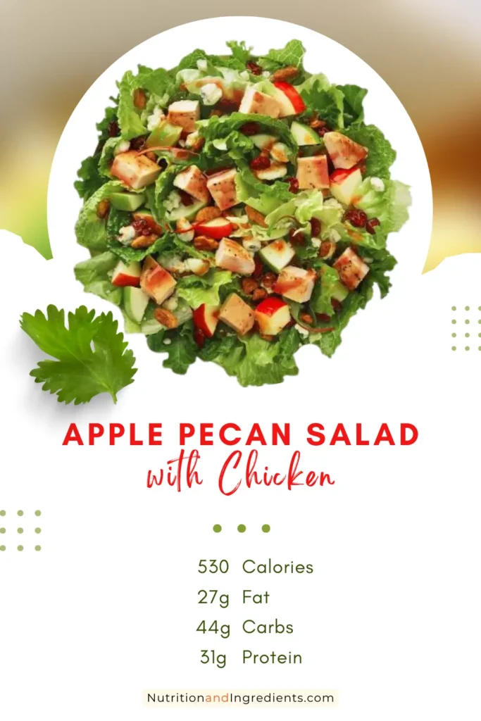 Wendy's salad with text summary of nutrition facts.