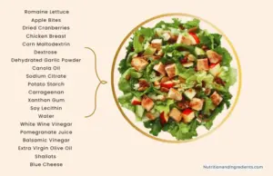 Apple pecan chicken salad from Wendy's restaurant and text listing many of the ingredients.