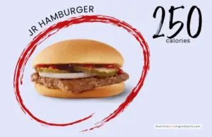 Small junior hamburger from Wendy's fast food restaurant with text '250 calories'.