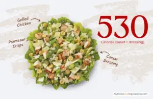 Parmesan Caesar Salad from Wendy's restaurant with text '530 calories'.