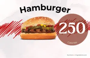 Burger King hamburger with text '250 calories'.