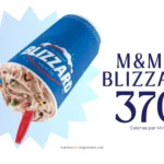 Blizzard made with M&Ms and text '370 calories.'