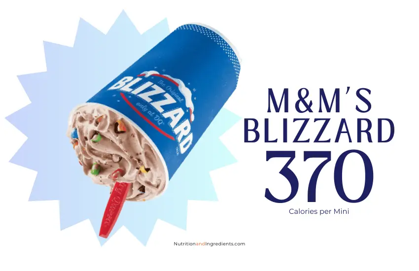 Blizzard made with M&Ms and text '370 calories.'