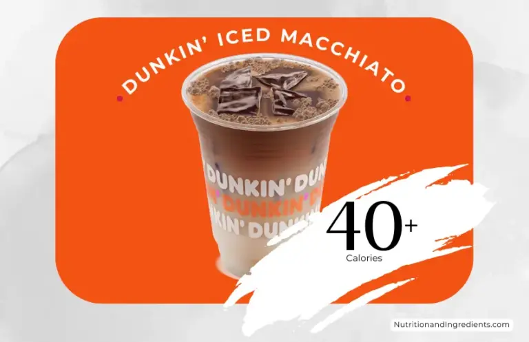 Dunkin iced macchiato drink with text '40 calories'.