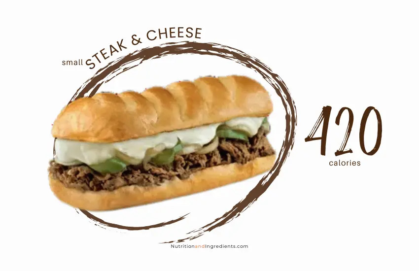 Firehouse Subs hot specialty steak & cheese sub with text '420 calories.'