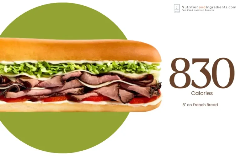 Jimmy John's Hunters Club roast beef sandwich with text "830 calories."