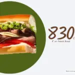 Hunters Club roast beef sandwich at Jimmy John's restaurant with text '830 calories'.