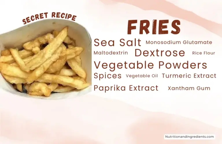 Order of fries from KFC with text listing some of the ingredients.