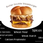 Steak 'n Shake Butter Double Steakburger with text list of ingredients.