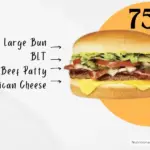 Cheeseburger with bacon from Whataburger with text '750 calories'