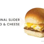 White Castle original beef slider with egg & cheese.