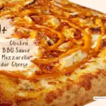 Barro's spicy southwestern chicken pizza with text '250+ calories'.