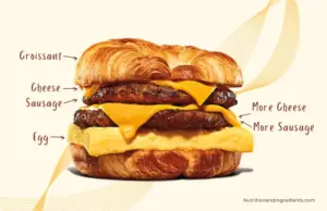 Two sausage patties, egg, cheese on croissant from Burger King.