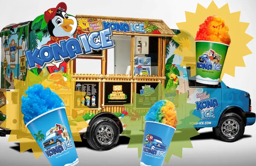 Kona Ice truck and drinks.