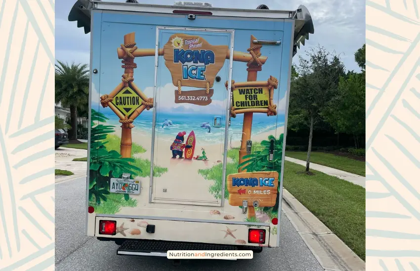 Back of a Kona Ice truck.