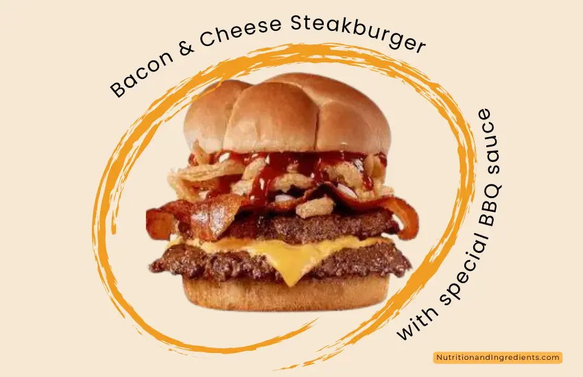 Bacon and cheese steakburger with bbq sauce from Steak 'n Shake restaurant