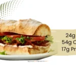 BLT sandwich from Au Bon Pain with summary nutrient info.