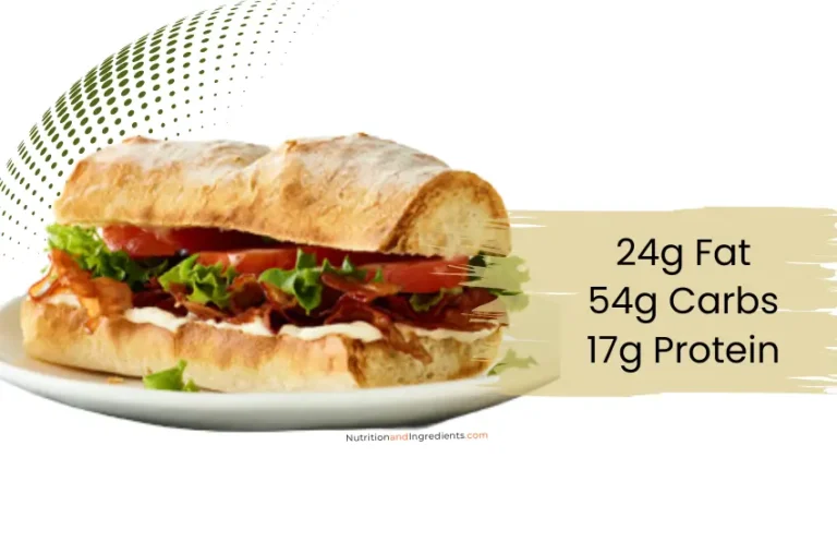 BLT sandwich from Au Bon Pain with summary nutrient info.