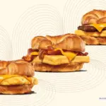 Three types of breakfast croissant sandwiches from Burger King.