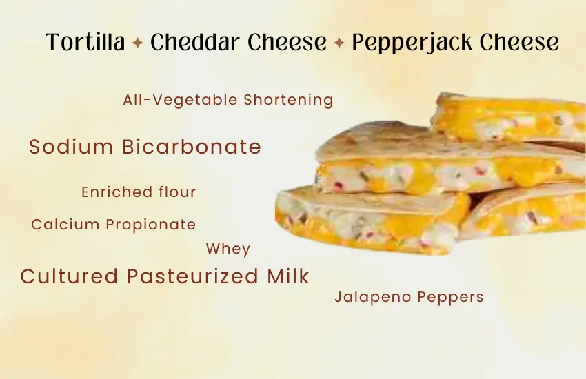 TacoTime Cheese Quesadilla with text listing ingredients