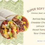 Soft taco from TacoTime with text listing ingredients.