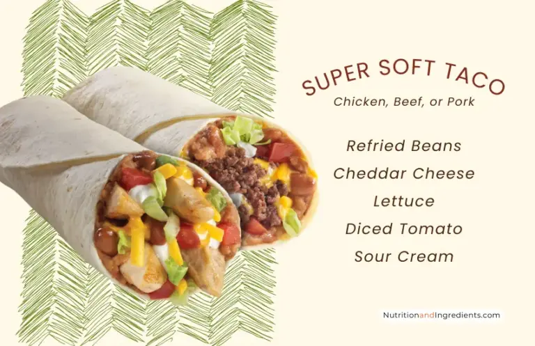 Soft taco from TacoTime with text listing ingredients.