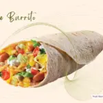 Burrito filled with rice, beans, and vegetables from TacoTime restaurant.