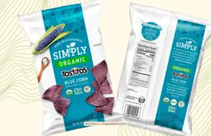 Bag of Tostitos simply organic blue corn chips.