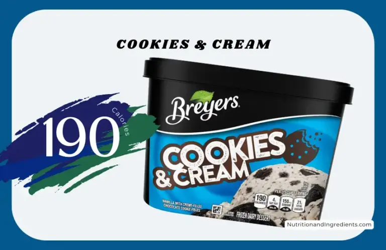 Container of Cookies & Cream frozen dairy dessert with text '190 calories'.