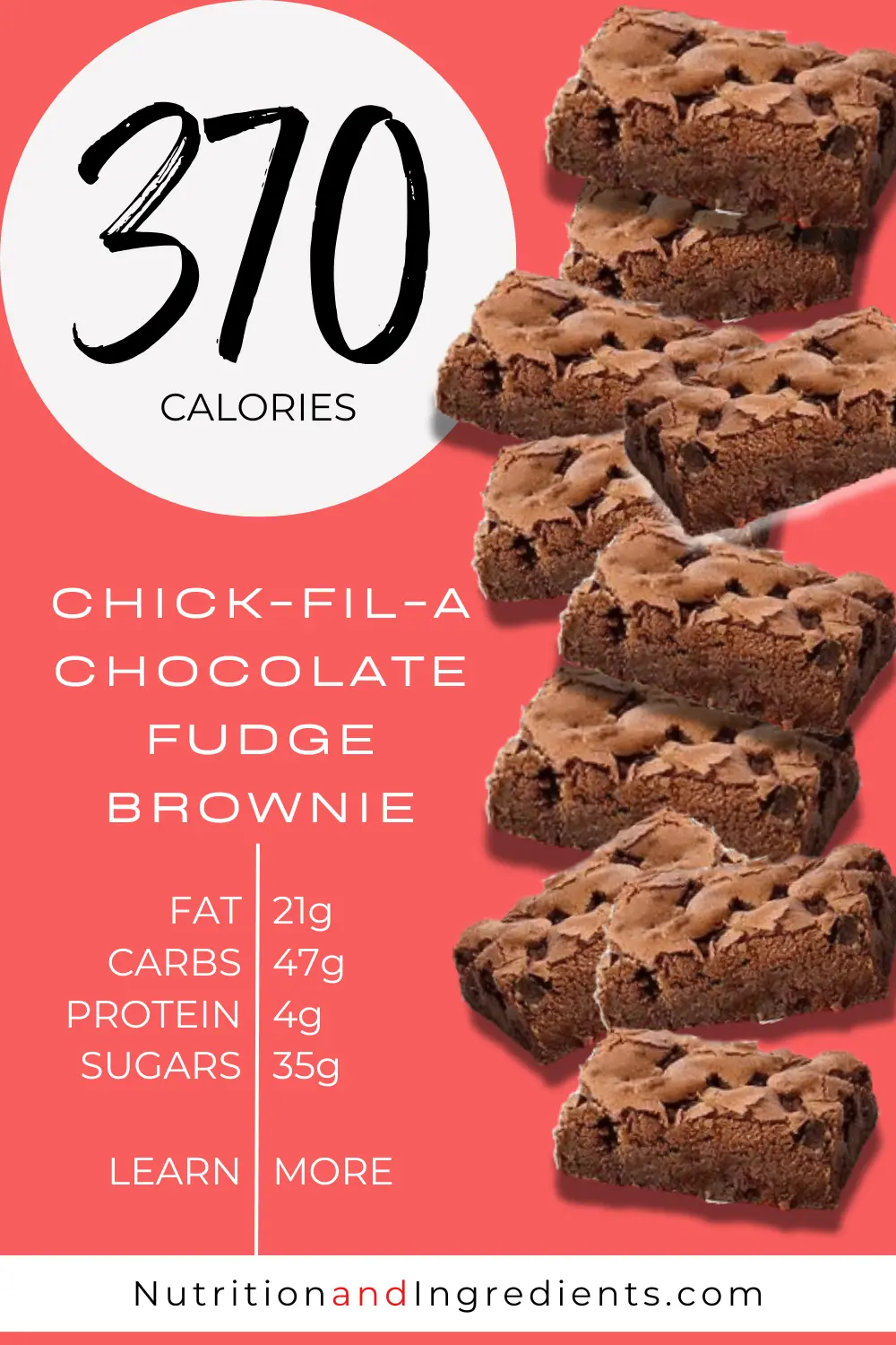 Chick-fil-A chocolate brownies and text summary of nutrients.