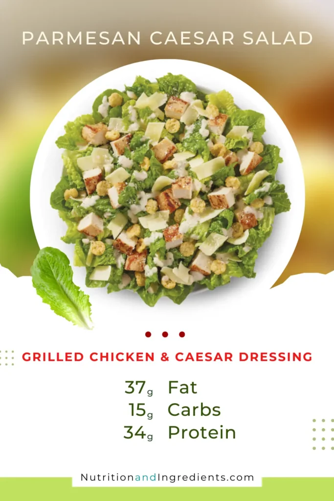 Wendy's caesar salad with chicken and summary nutrition facts.