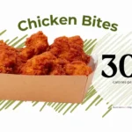 Chicken bites from Shake Shack restaurant with text '300 calories per serving.'