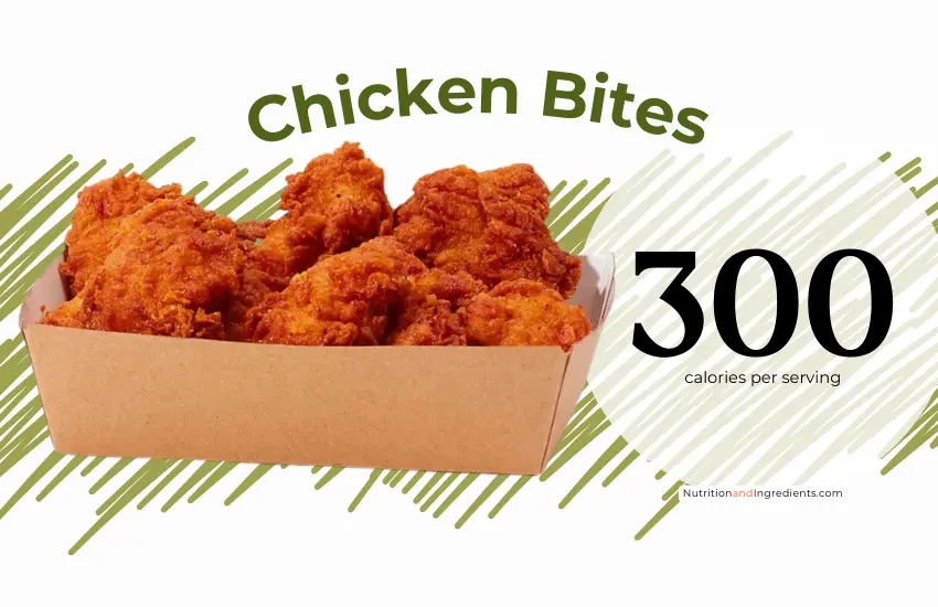 Chicken bites from Shake Shack restaurant with text '300 calories per serving.'