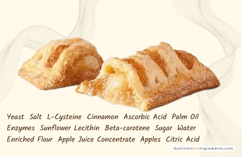 Apple pie from McDonald's with text listing ingredients.