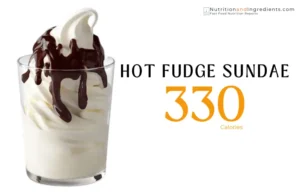 McDonald's hot fudge sundae with text "330 calories."