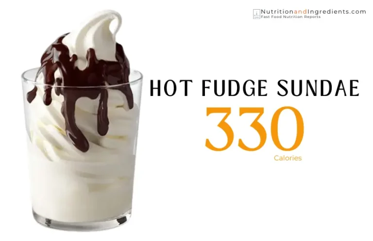 McDonald's hot fudge sundae with text "330 calories."