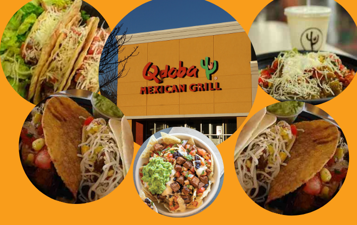 Collage of taco and burrito bowls served at QDOBA Mexican Grill