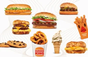 Hamburgers, sweet treats, and side dishes from Burger King.