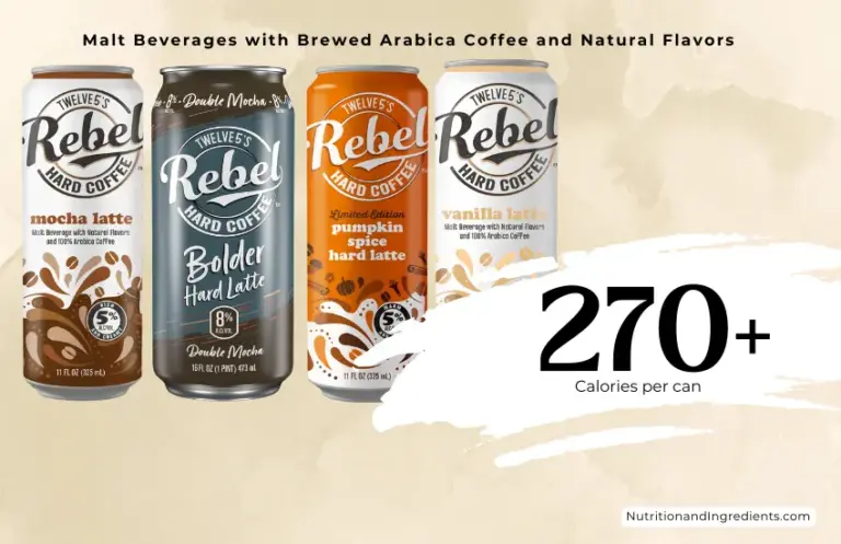 Four cans of Rebel Hard Coffee beverage and text ' 270+ calories per can'.