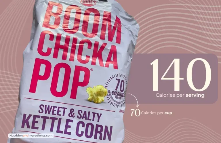 Bag of Boom Chicka Pop Kettle corn and text '140 calories'.