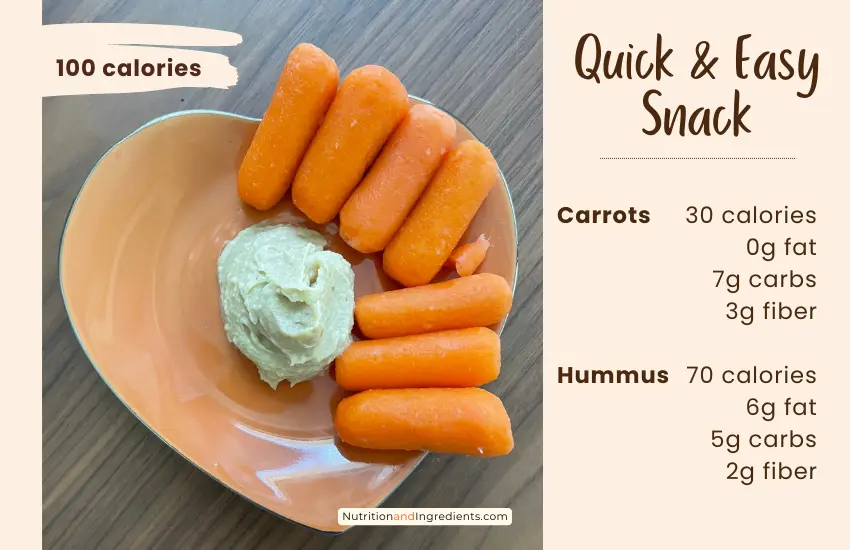 Baby carrots and hummus.