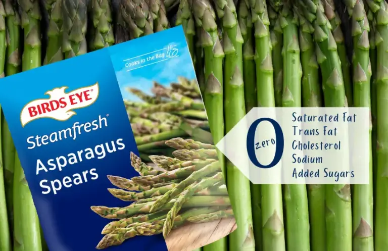 20 calories in Birds Eye frozen asparagus spears.