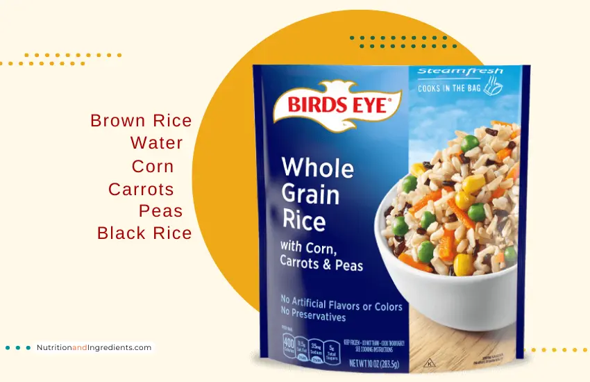 Birds Eye whole grain rice with corn, carrots and peas