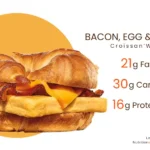 Burger King croissant breakfast sandwich with bacon, egg, cheese.