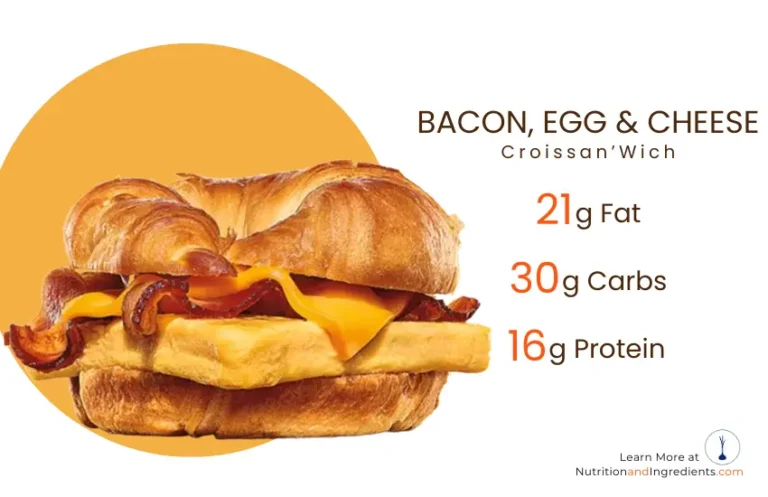 Burger King croissant breakfast sandwich with bacon, egg, cheese.