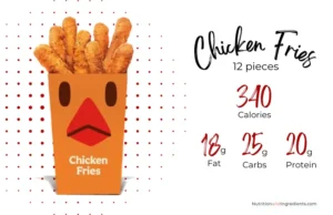 Box of Burger King chicken fries and nutrition facts for 12 pieces.