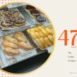 Dunkin' Donuts glazed stick with text '470 calories'.